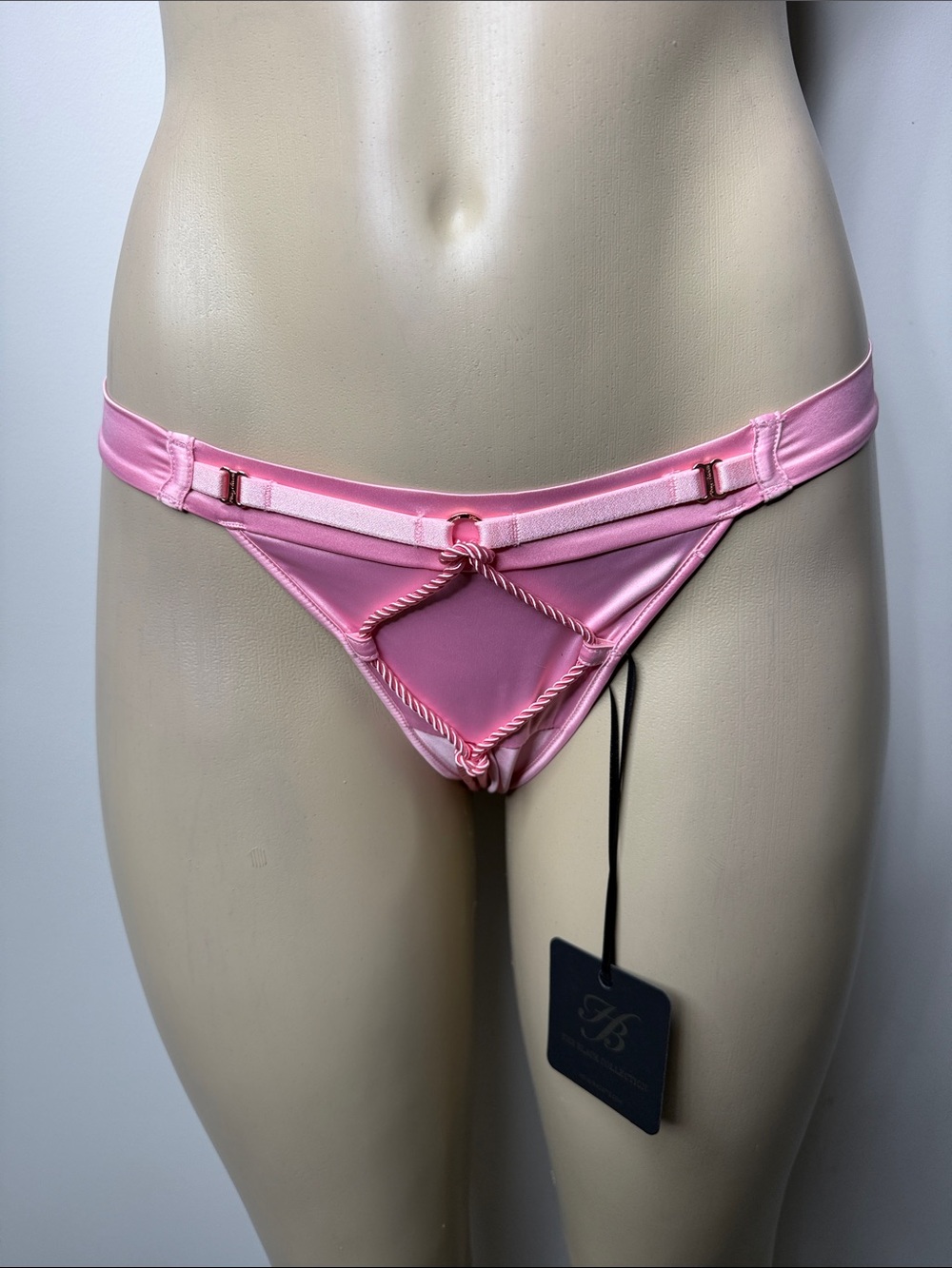 Honey Birdette Pink Satin Strappy Bikini Panty